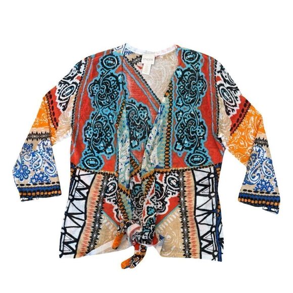 Chico’s Bold Printed Cori Cardigan Size 0 - Picture 4 of 9